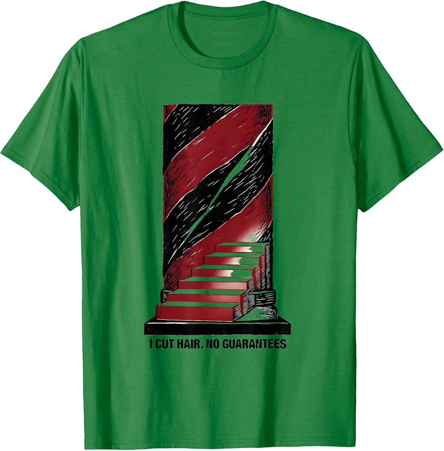 Men's I Cut Hair No Guarantees Funny Barber Hairstylist Gift T-Shirt - Kelly Green