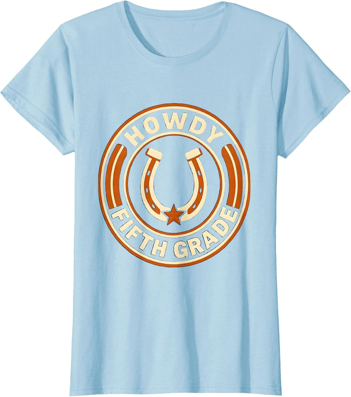 Women's Howdy Fifth Grade Western Cowgirl Teacher Back To School T-Shirt - Baby Blue