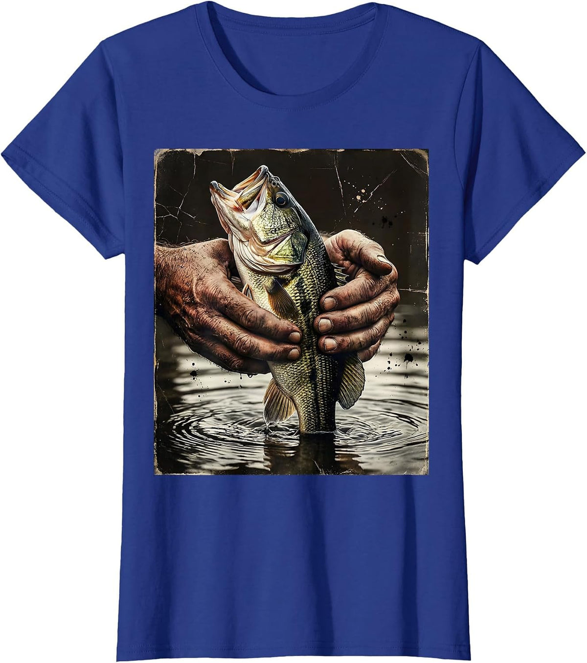 Women's Catch and Release Bass Fishing Graphic Tee T-Shirt - Royal Blue