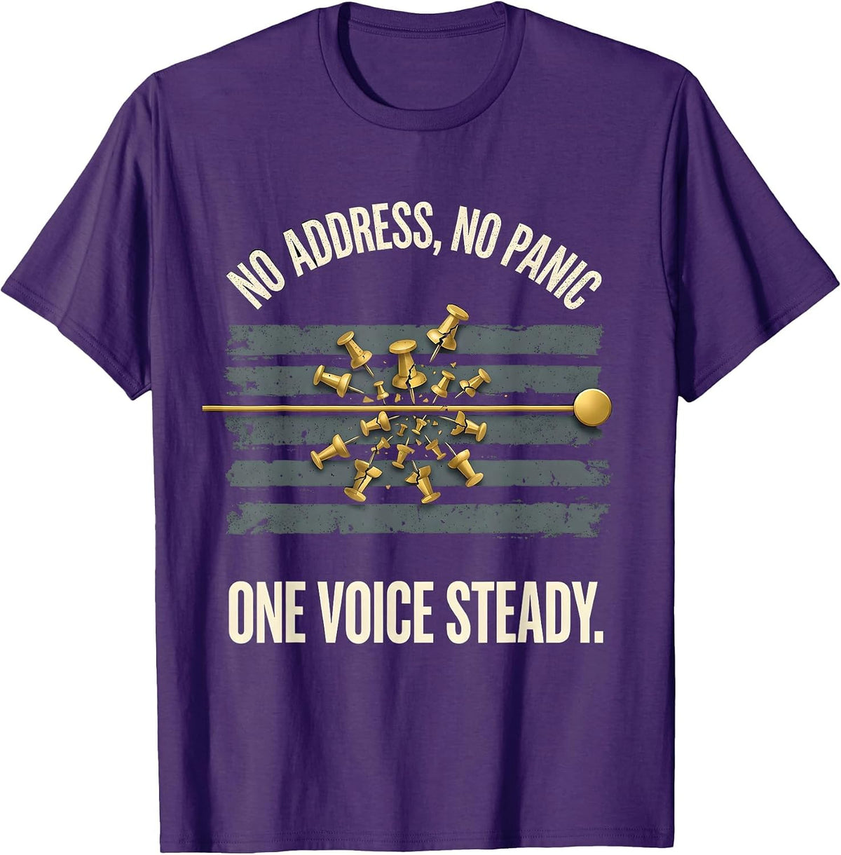 Men's No Address No Panic One Voice Steady 911 Dispatcher Thin T-Shirt - Purple
