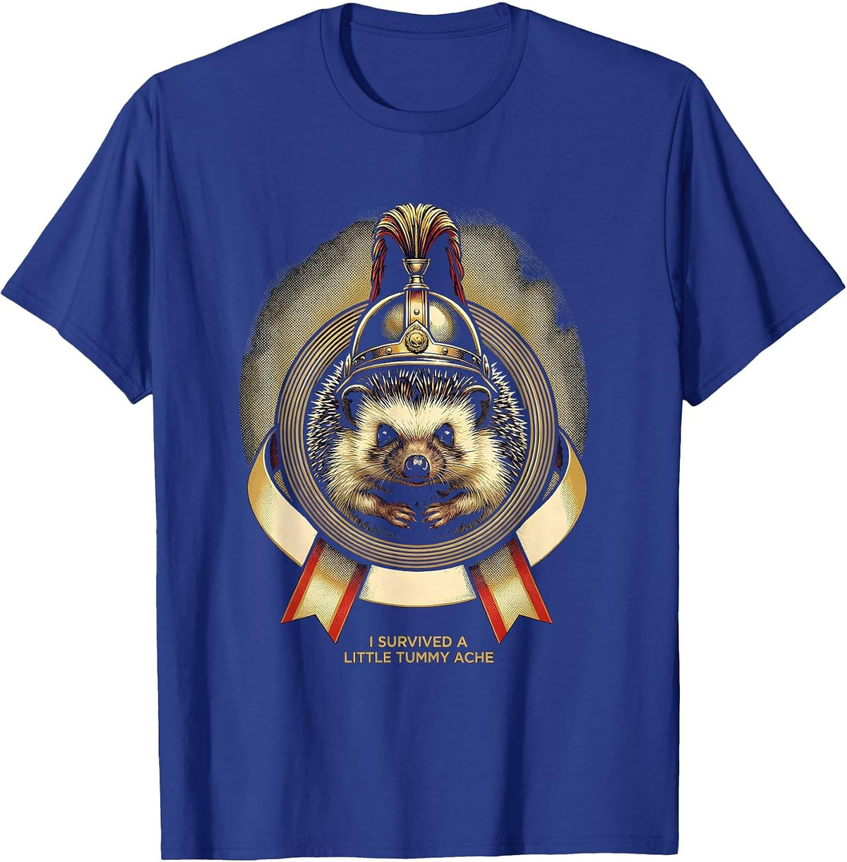 Men's I Survived A Little Tummy Ache Funny Hedgehog Meme Humor T-Shirt - Royal Blue