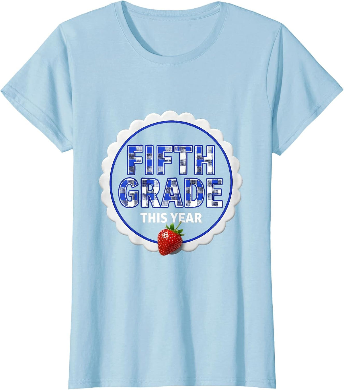 Fifth Grade This Year Cute Gingham Teacher Back To School T-Shirt - Baby Blue