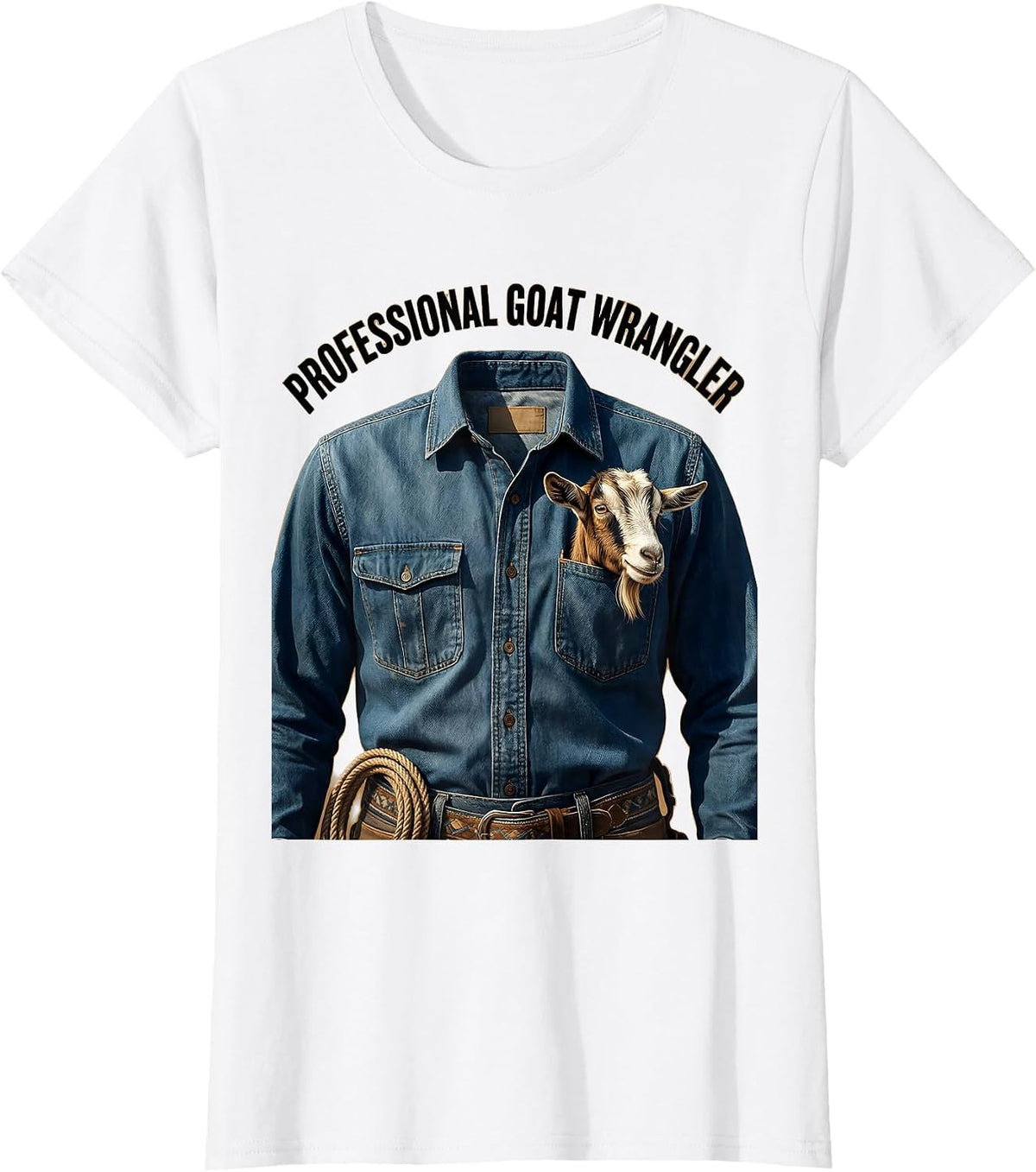 Women's Professional Goat Wrangler Funny Goat Design T-Shirt - White