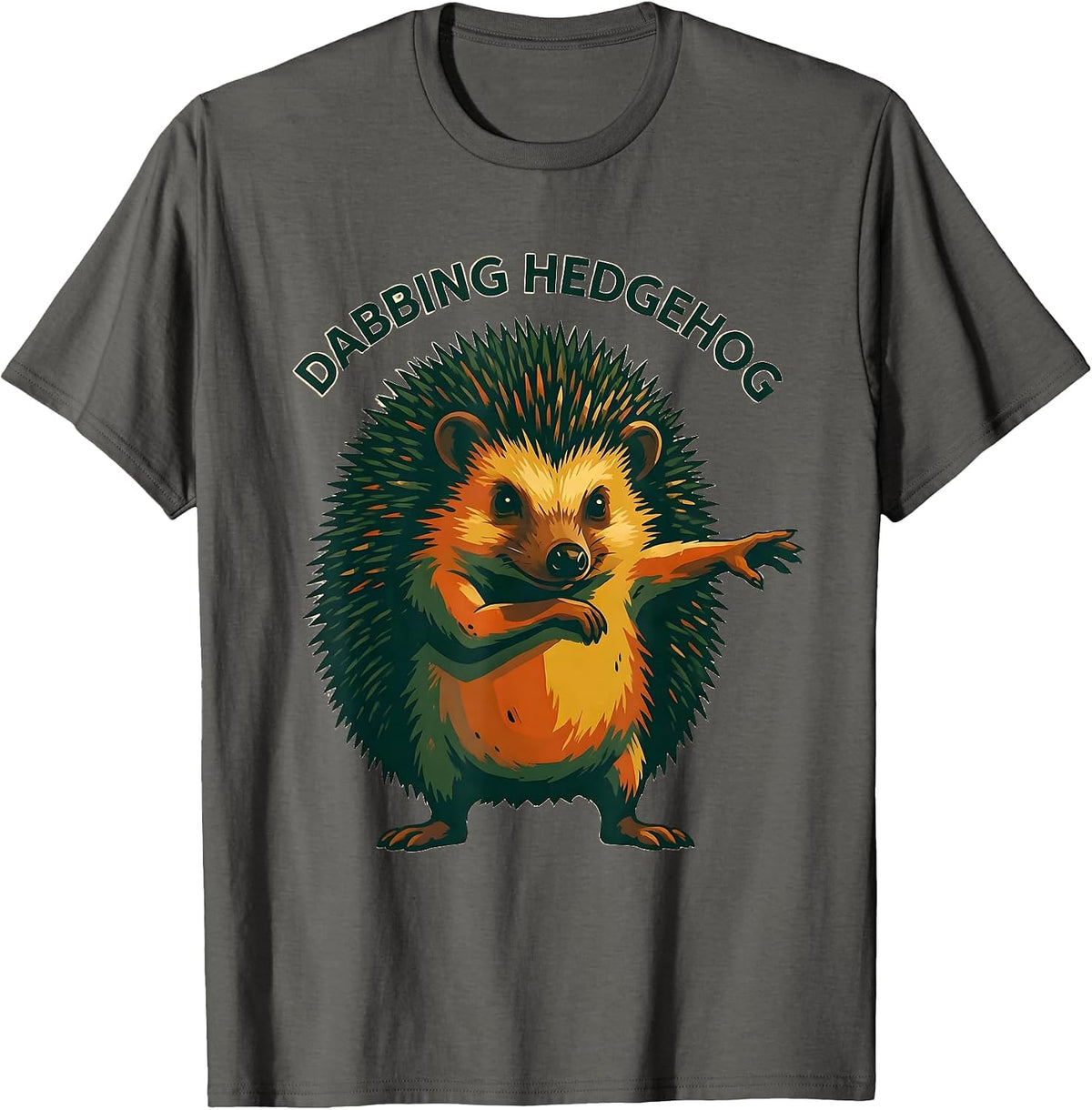 Dabbing Hedgehog Funny Animal Mascot Youth Kids Gift T-Shirt - Asphalt Grey