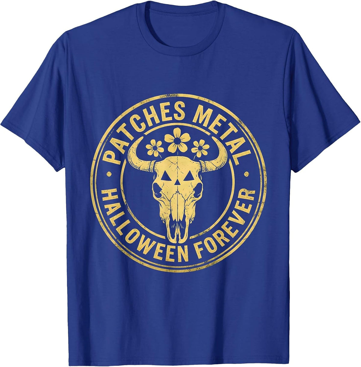 Men's Halloween Metal Battle Vest Forever Design T-Shirt - Royal Blue