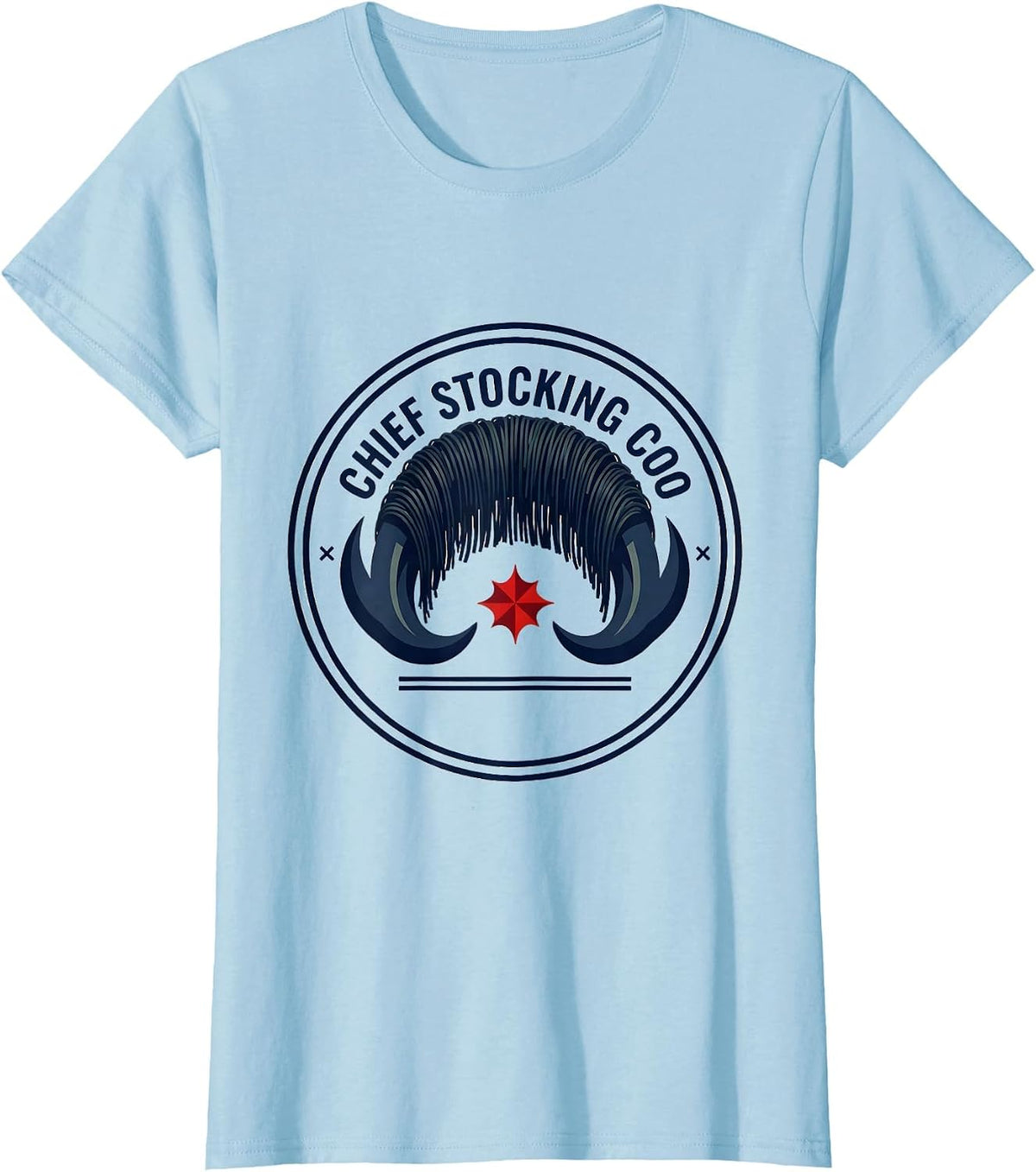 Chief Stocking Coo Highland Cow Christmas Pun Farm Animal T-Shirt - Baby Blue