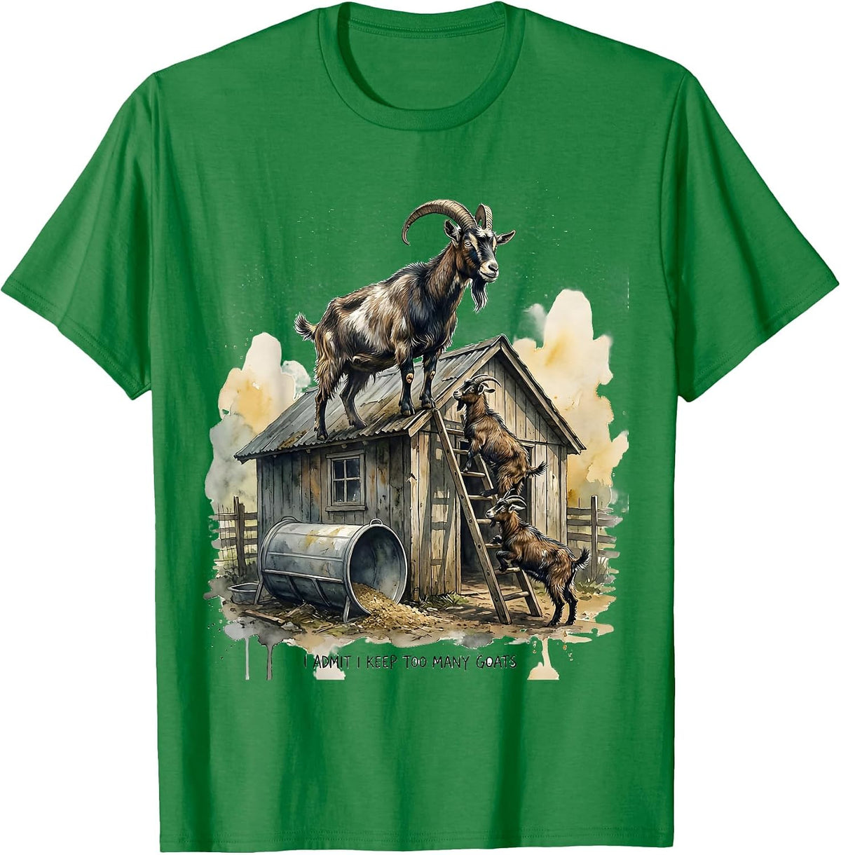 Men's I Admit I Keep Too Many Goats Funny Goat Lover Farmer Humor T-Shirt - Kelly Green