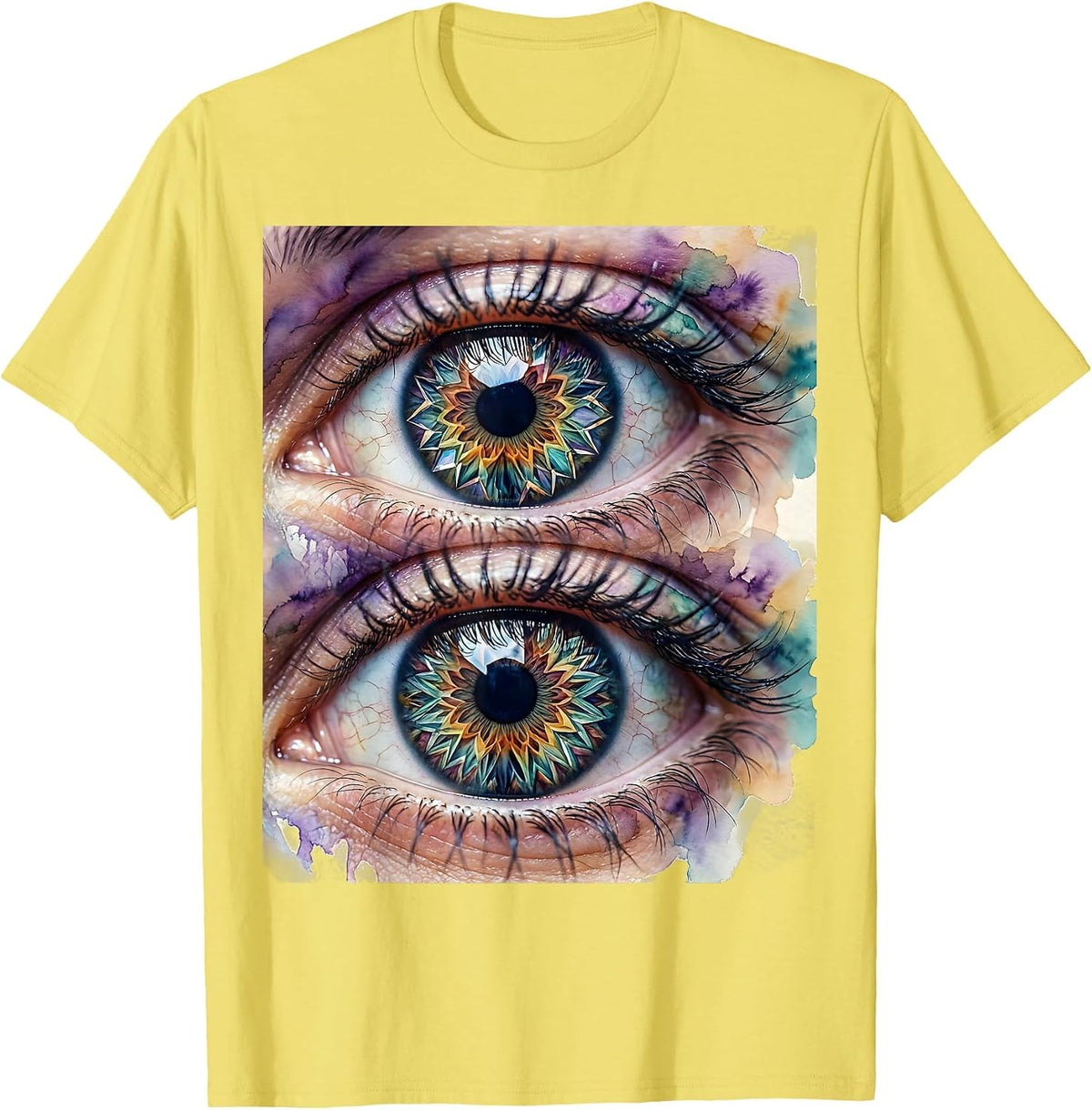 Men's Dyslexia Awareness Kaleidoscope Eyes Graphic T-Shirt - Lemon Yellow