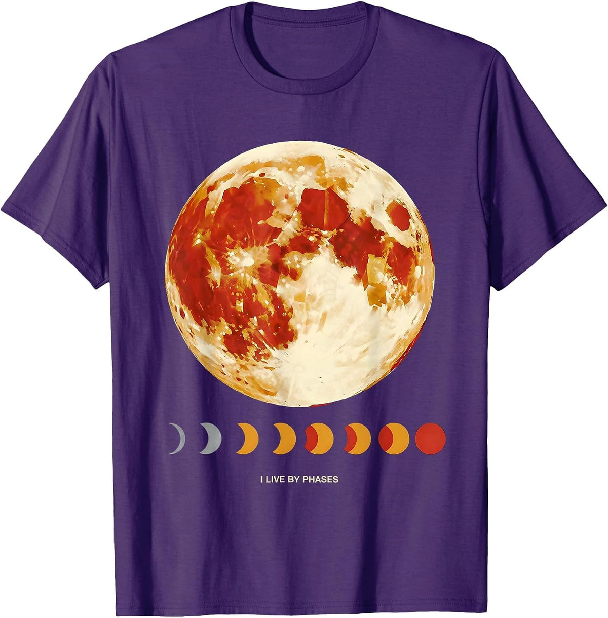 Men's I Live By Phases Celestial Moon Phase Astronomy Astrology T-Shirt - Purple