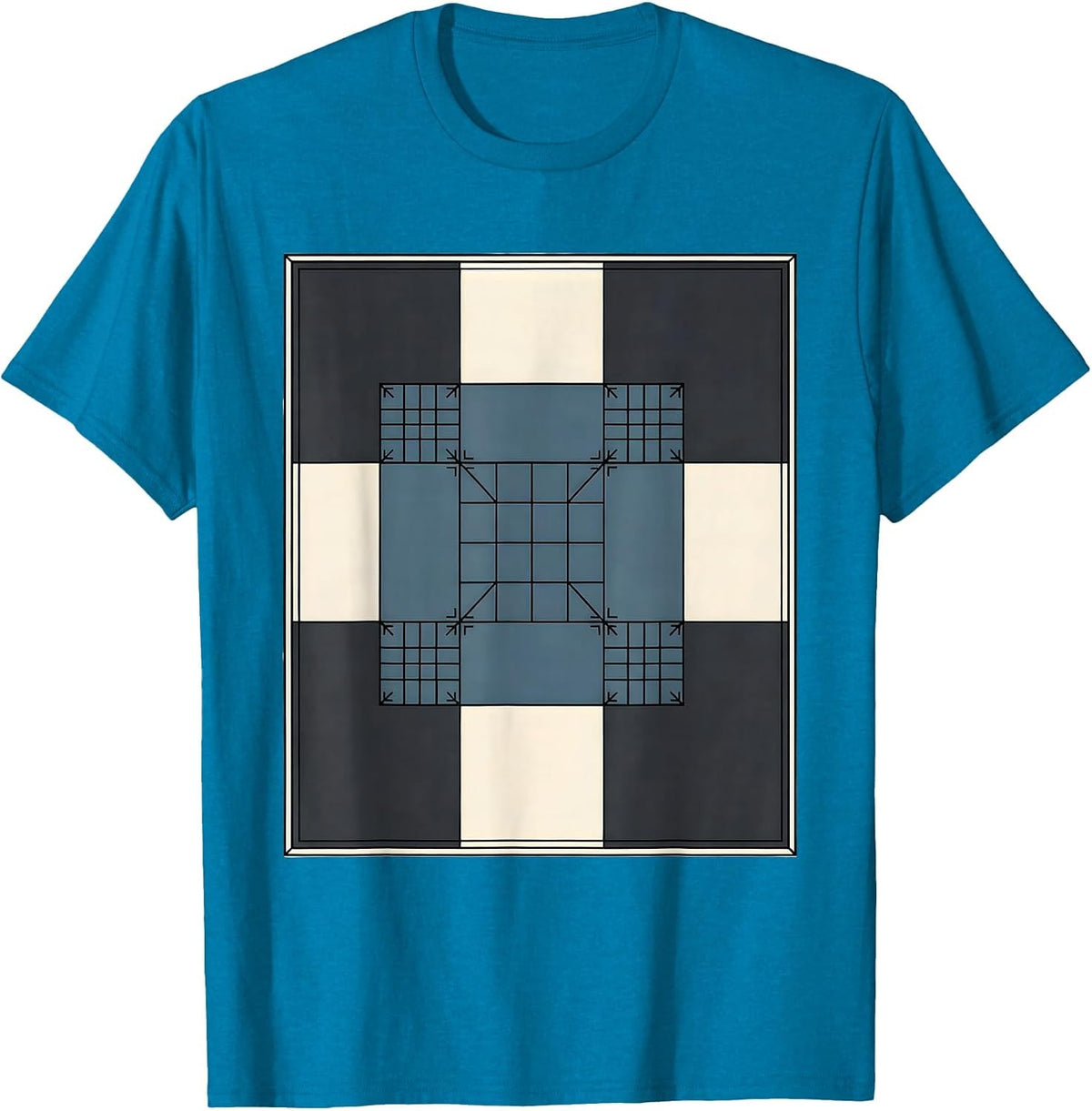 Quilt Block Patchwork Science Humor Chemistry Lover T-Shirt - Sapphire Blue