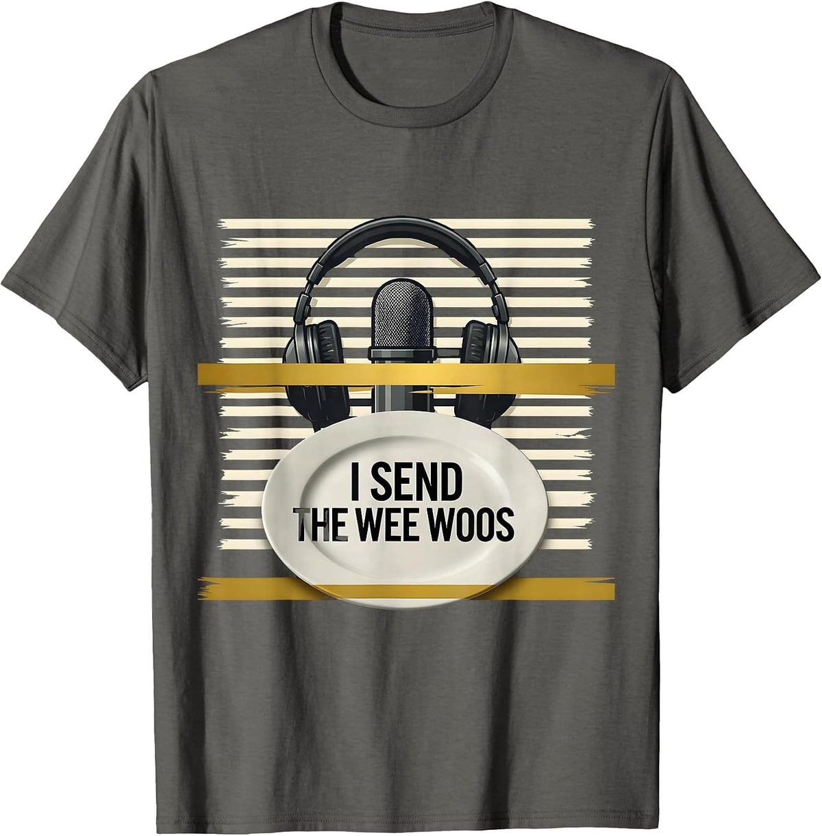 I Send The Wee Woos Thin Gold Line 911 Dispatcher Tribute T-Shirt - Asphalt Grey