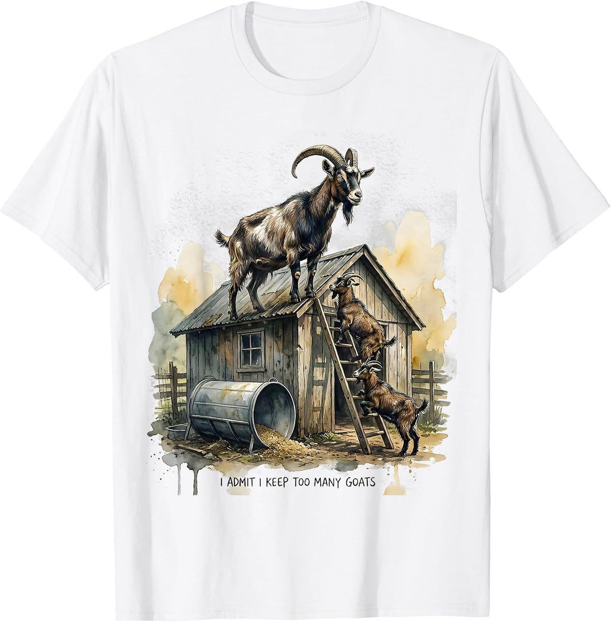 Men's I Admit I Keep Too Many Goats Funny Goat Lover Farmer Humor T-Shirt - White