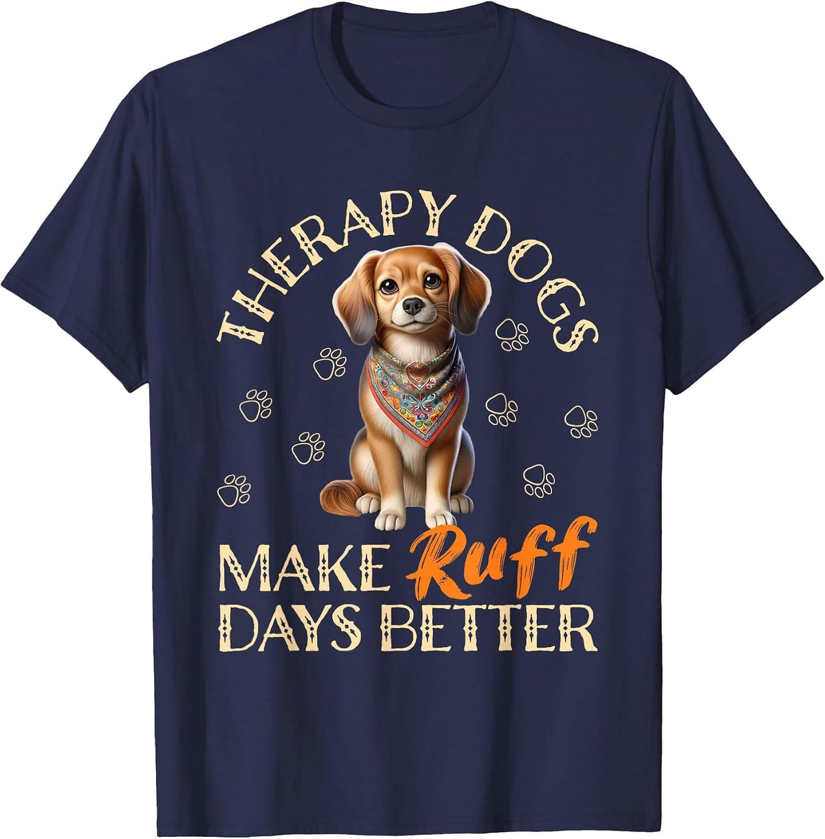 Therapy Dog Team Men Women Kids T-Shirt - Navy Blue