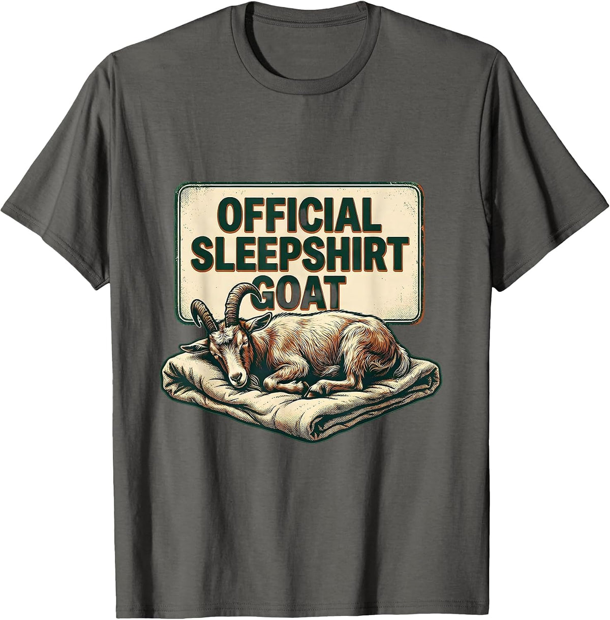 Men's Official Sleepshirt Goat Vintage Animal Lovers Novelty T-Shirt - Asphalt Grey