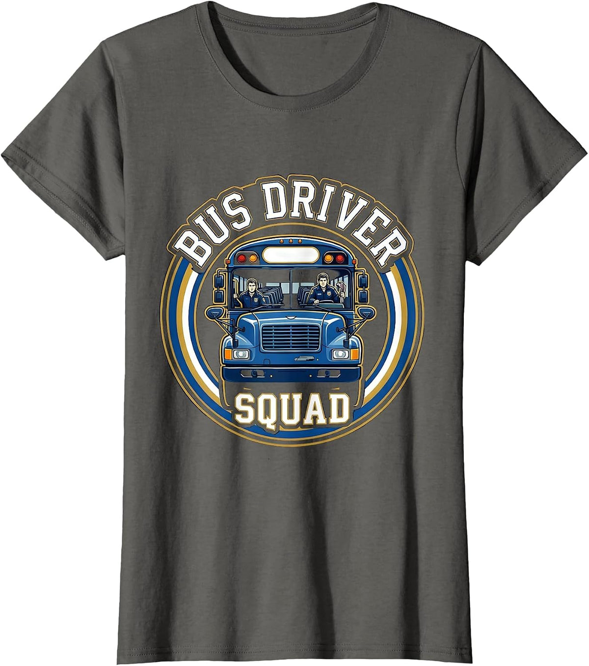 Women's School Bus Driver Crew Appreciation Back To School T-Shirt - Asphalt Grey