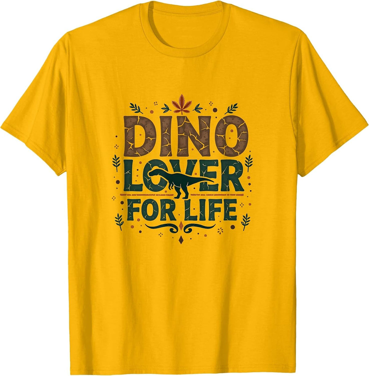 Dino Lover For Life Prehistoric Enthusiast Design T-Shirt - Golden Yellow