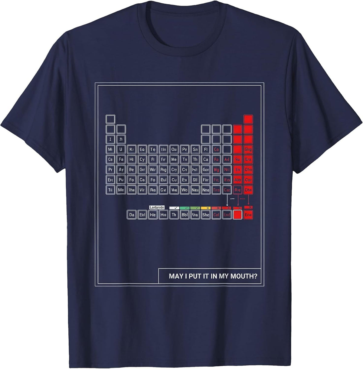 Men's May I Put It In My Mouth Funny Periodic Table Chemistry T-Shirt - Navy Blue