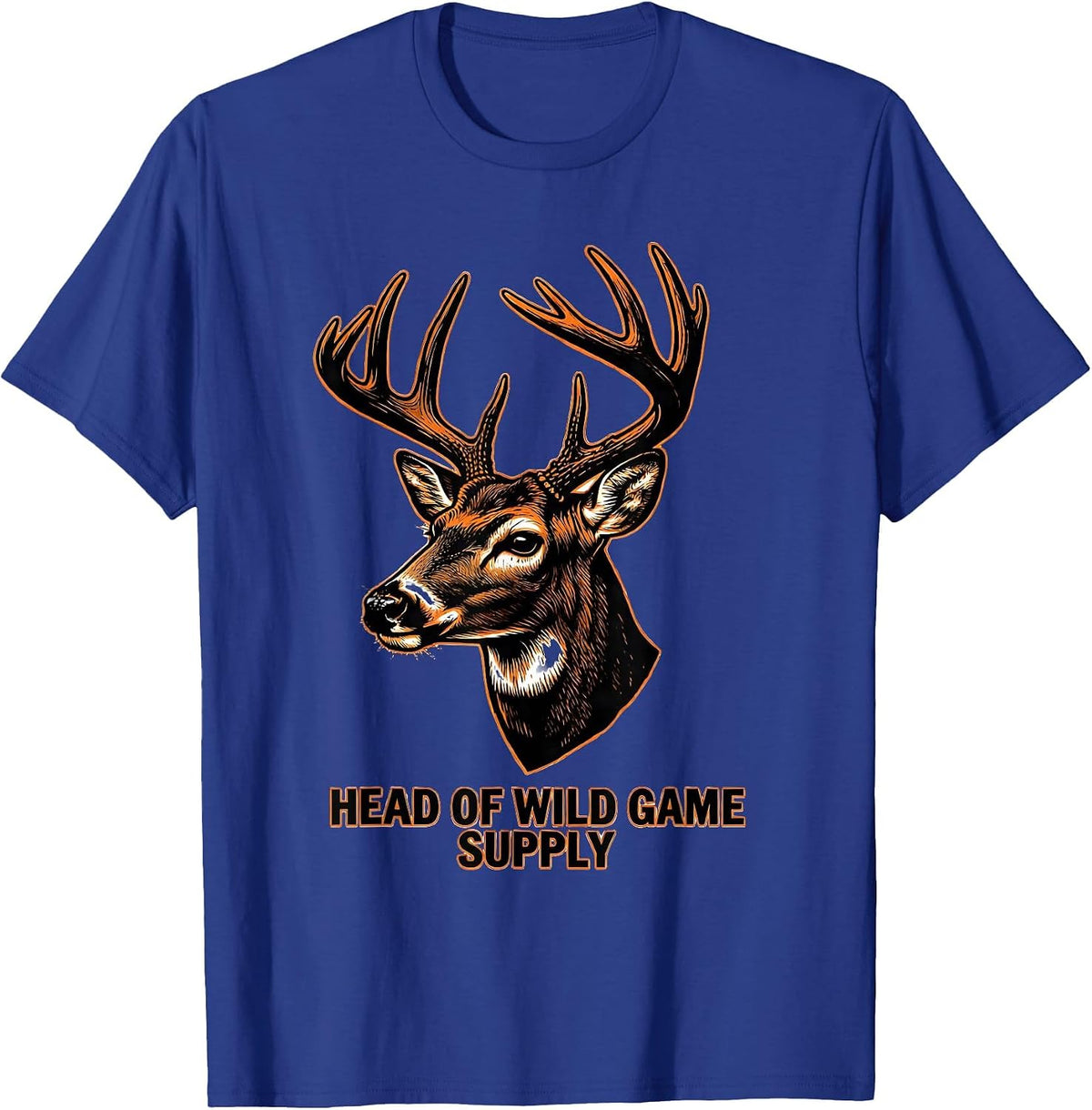 Head Of Wild Game Supply Stencil Graphic Deer Hunter Gift T-Shirt - Royal Blue