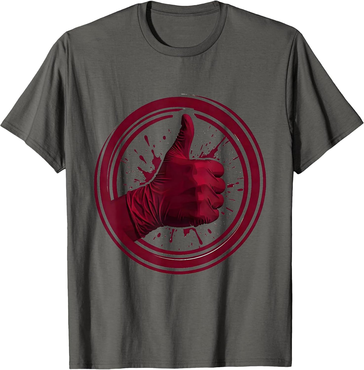 Surgeon Thumbs Up Bloody Glove Graphic T-Shirt - Asphalt Grey