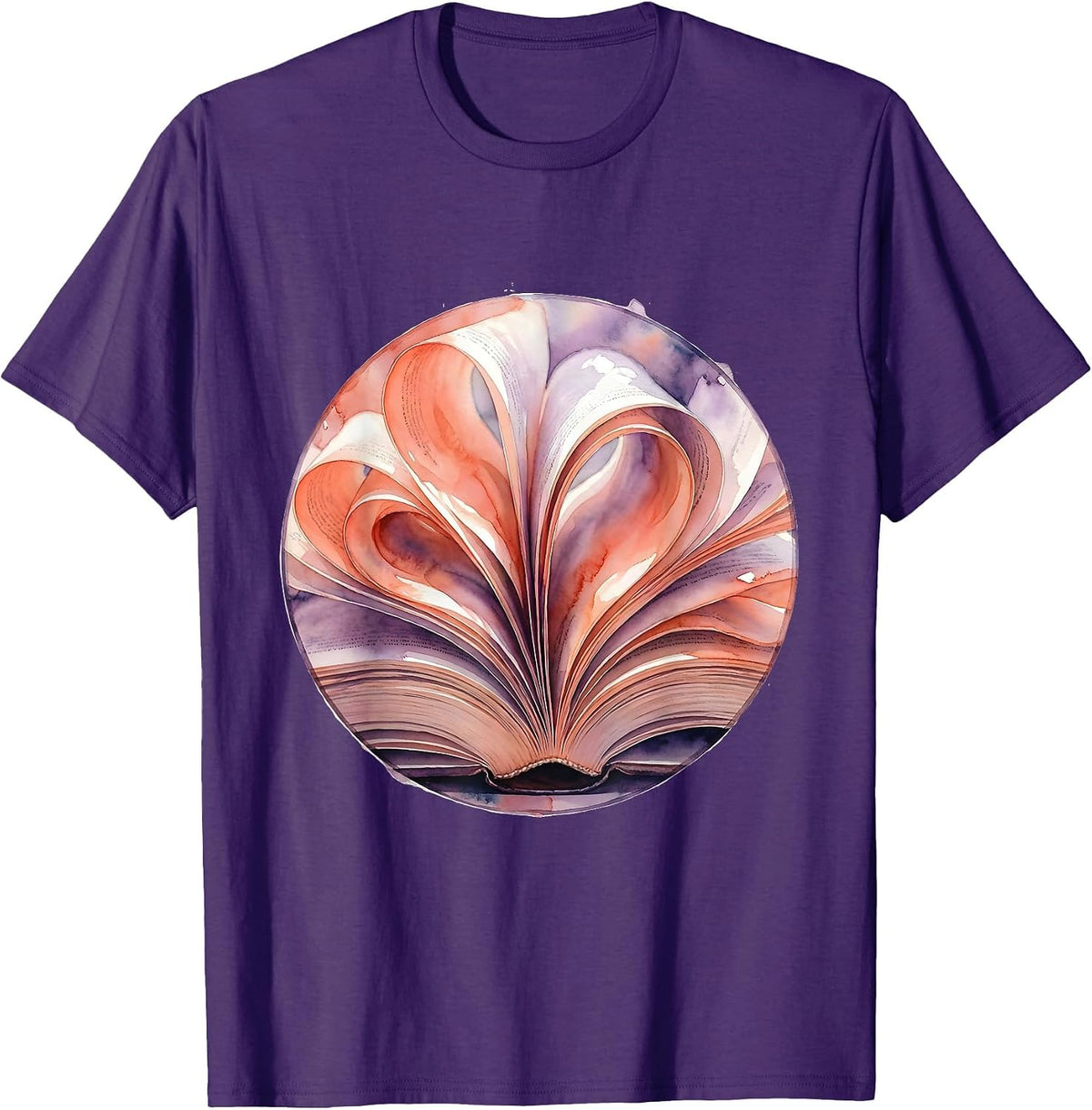 Dyslexia Awareness Open Book Spiral Design T-Shirt - Purple