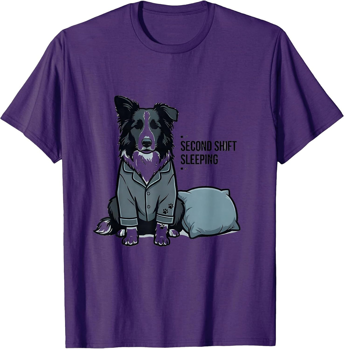 Men's Second Shift Sleeping Minimalist Border Collie Pajama T-Shirt - Purple