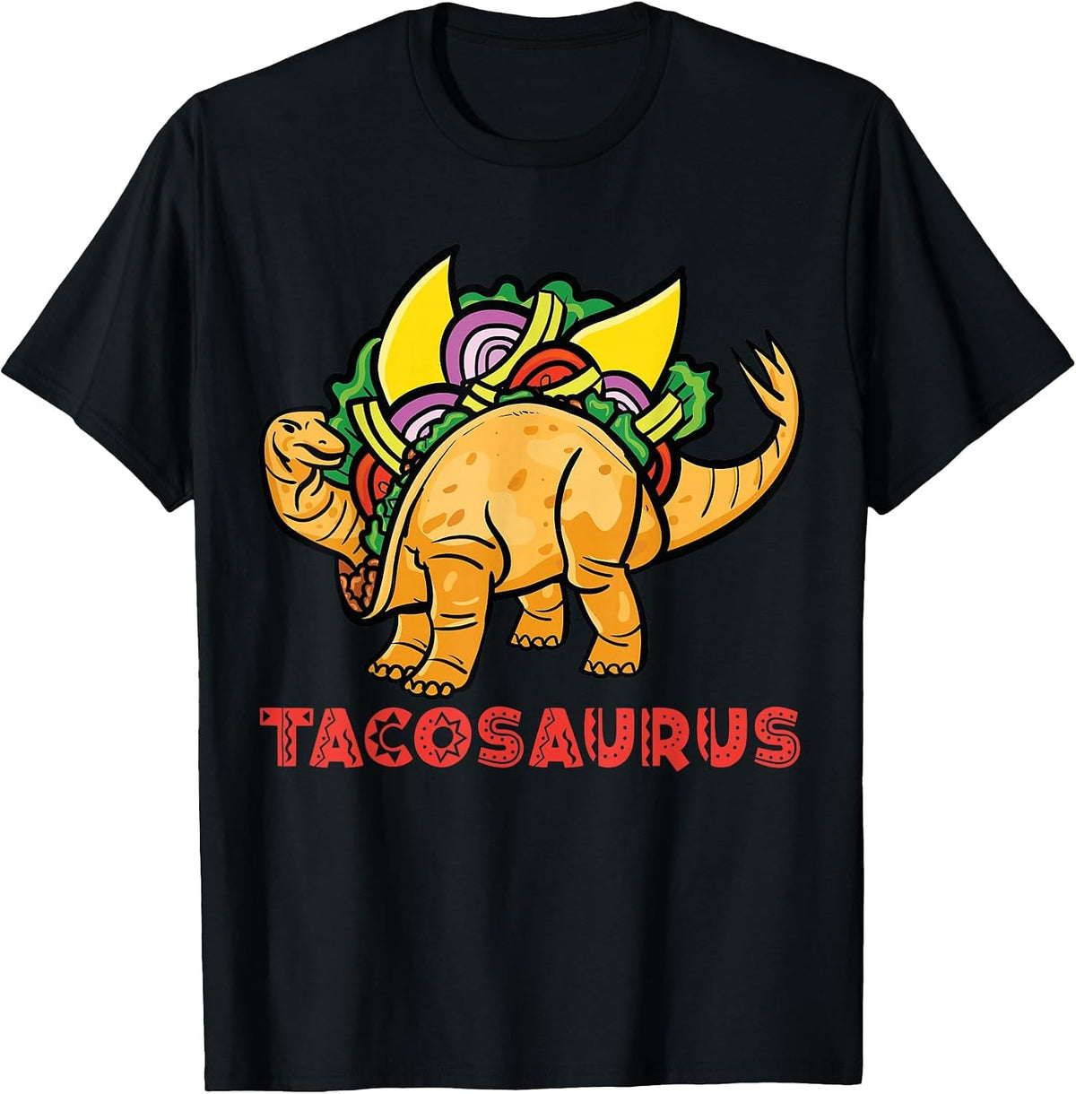 Tacosaurus Dinosaur Sauropod Apatosaurus Taco T-Shirt - Black