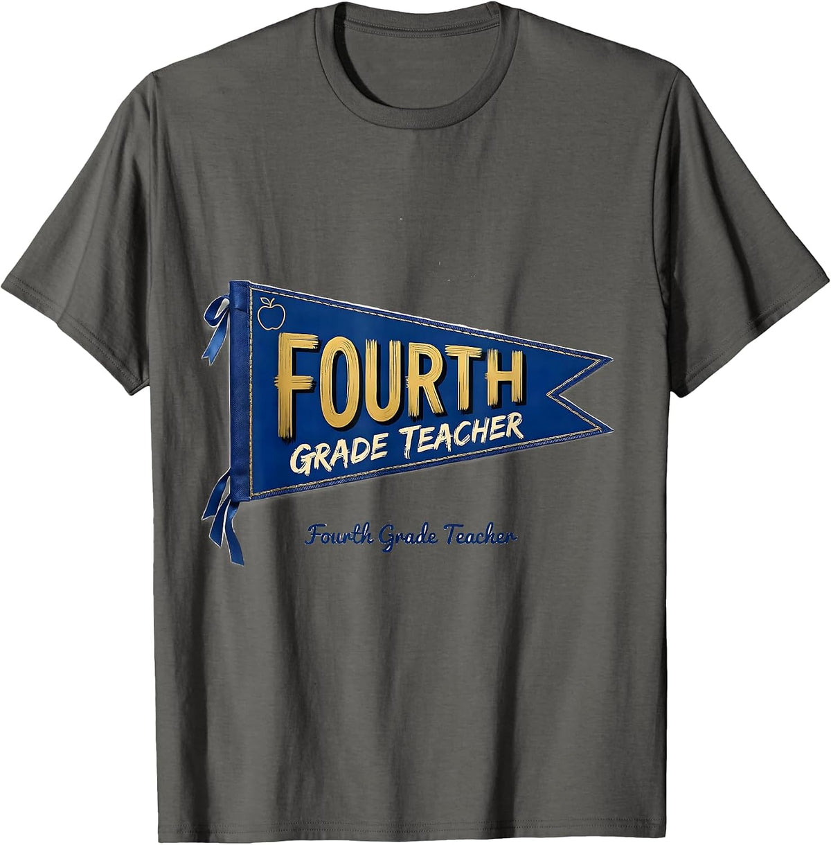 Men's Fourth Grade Teacher Cheerful Whimsical Back to School T-Shirt - Asphalt Grey