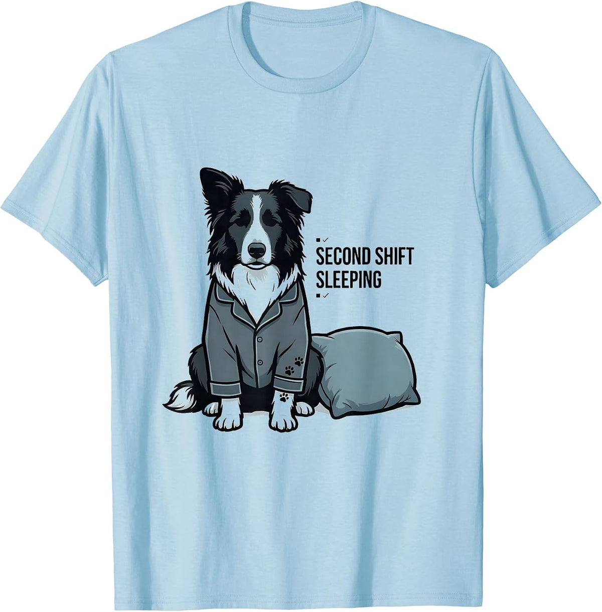 Men's Second Shift Sleeping Minimalist Border Collie Pajama T-Shirt - Baby Blue