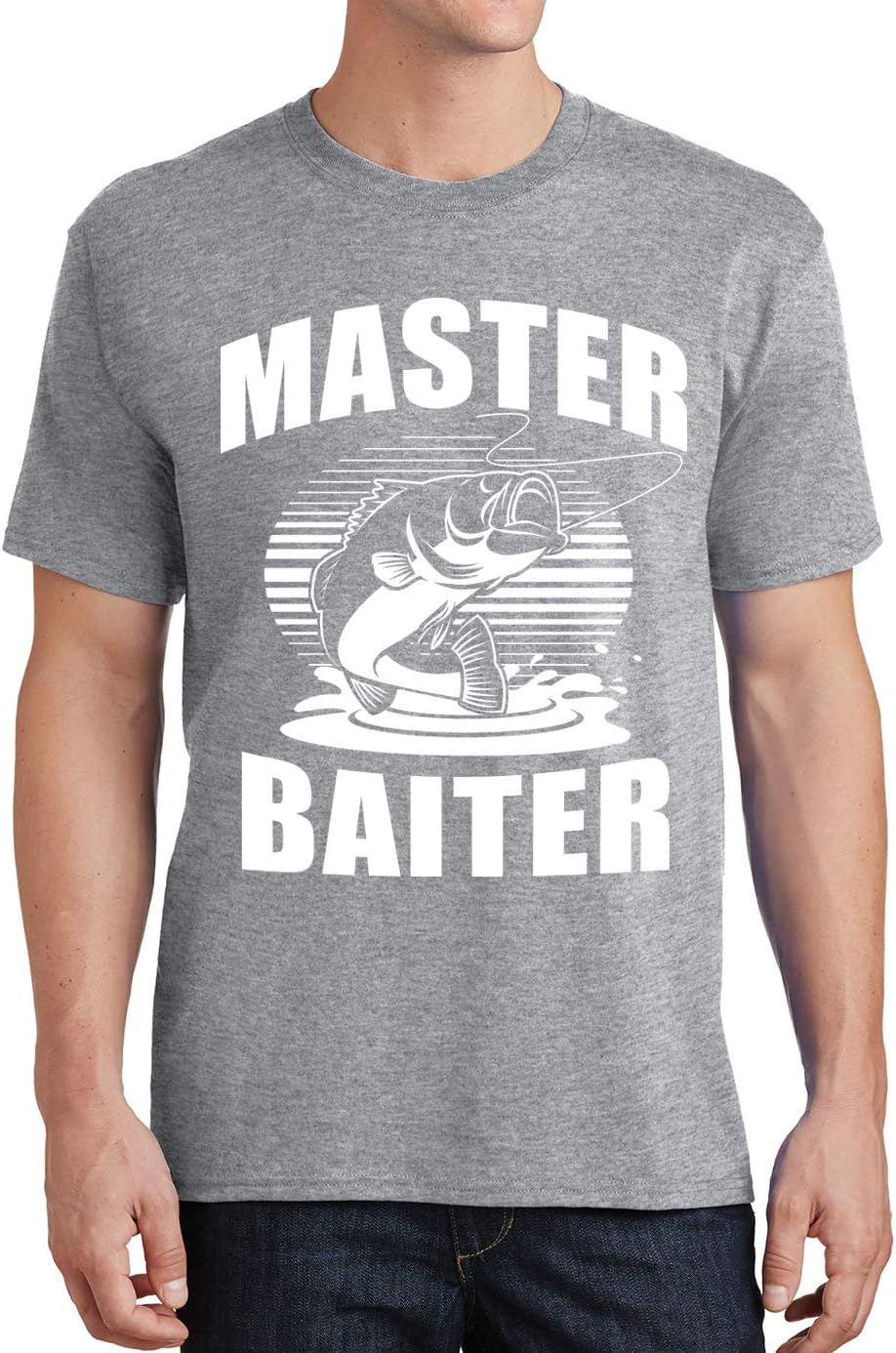 Master Baiter Funny Fishing Mens T-Shirt - Heather Grey