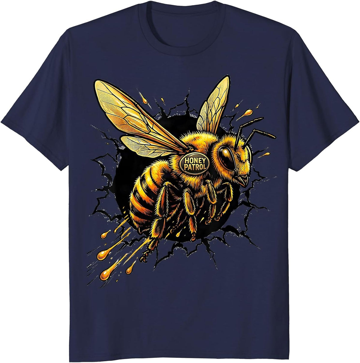 Honey Patrol Comic Book Halloween Honey Jar Bee Costume T-Shirt - Navy Blue