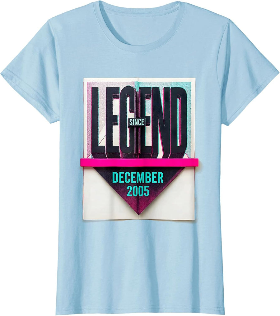 Women's Legend Since December 2005 Vintage Birthday Gift Keepsake T-Shirt - Baby Blue