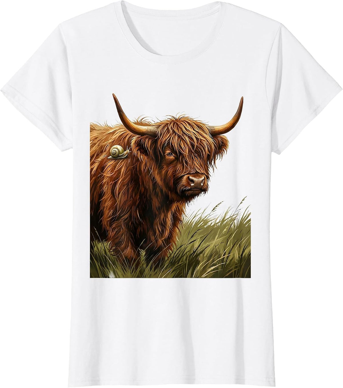 Highland Cow Cute Scottish Shaggy Cow Humor T-Shirt - White