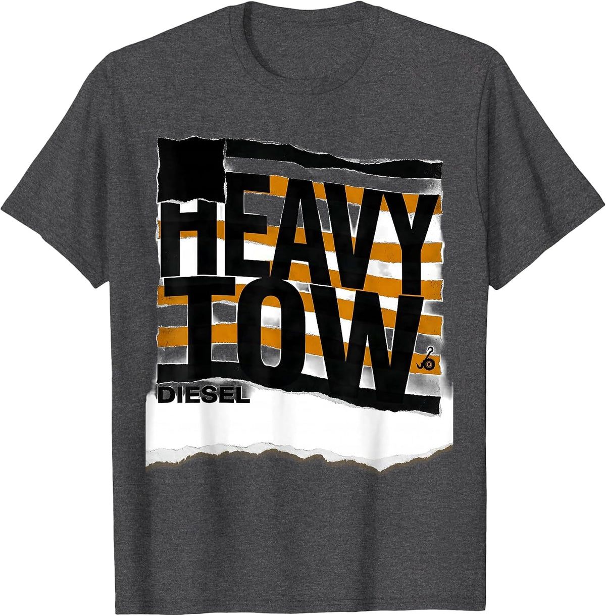 HEAVY TOW DIESEL Distressed American Flag Truck Driver T-Shirt - Dark Heather Grey