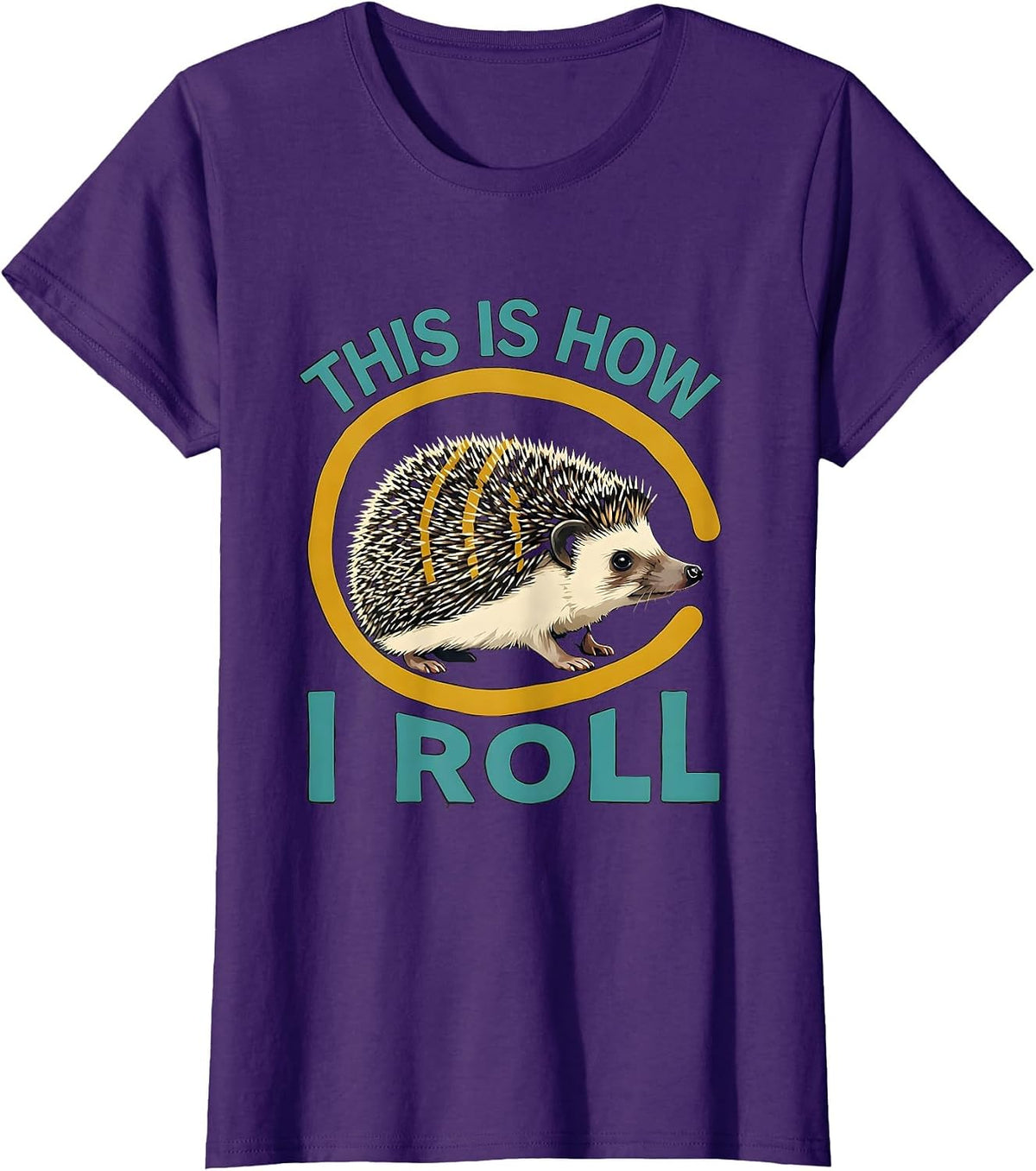 Women's This Is How I Roll Midcentury Modern Hedgehog Lover Animal T-Shirt - Purple