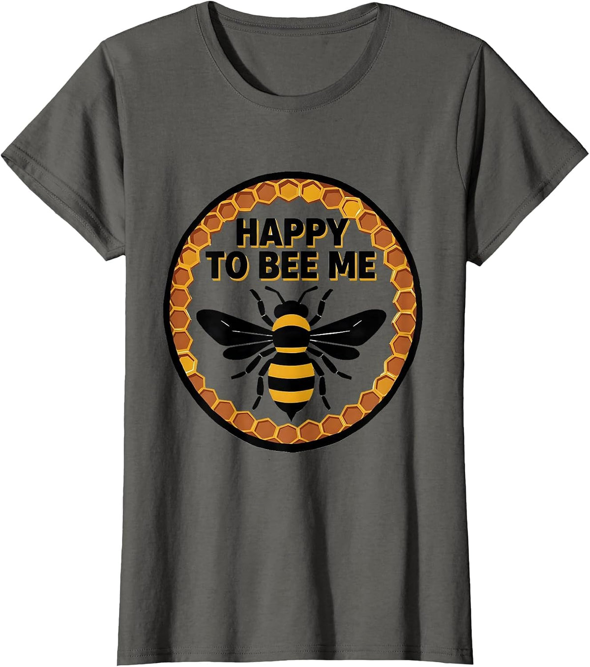 Women's Happy To Bee Me Vintage Beekeeper Humor Bee Costume Novelty T-Shirt - Asphalt Grey
