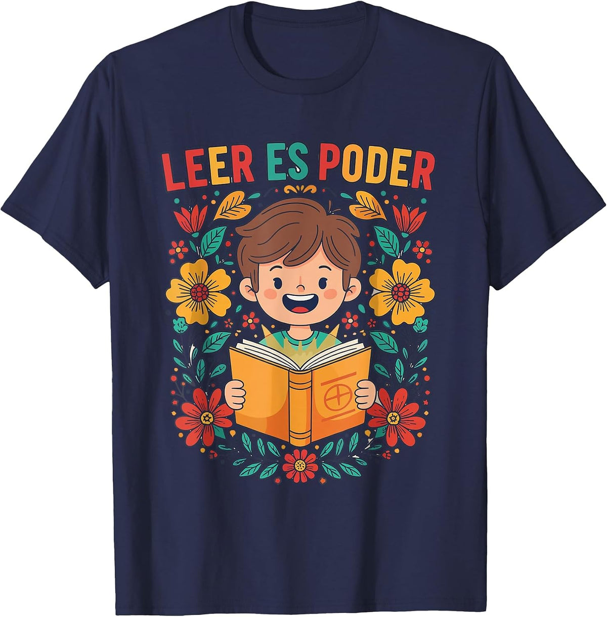 Funny Spanish Teacher Librarian Appreciation Leer ES Poder T-Shirt - Navy Blue