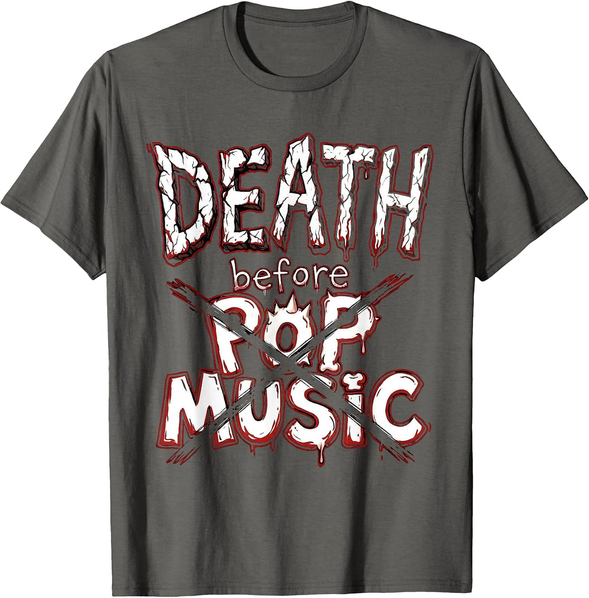 Men's Death Before Pop Music Metal Band Graphic T-Shirt - Asphalt Grey