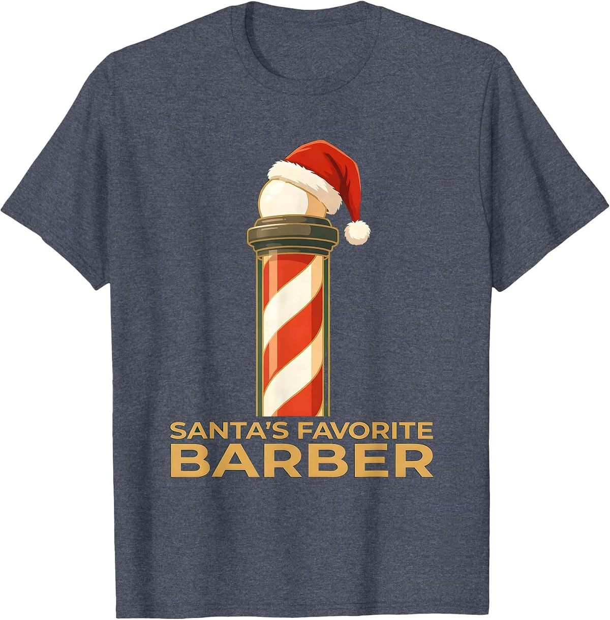 Santa's Favorite Barber Funny Christmas Barber Gift T-Shirt - Heather Blue