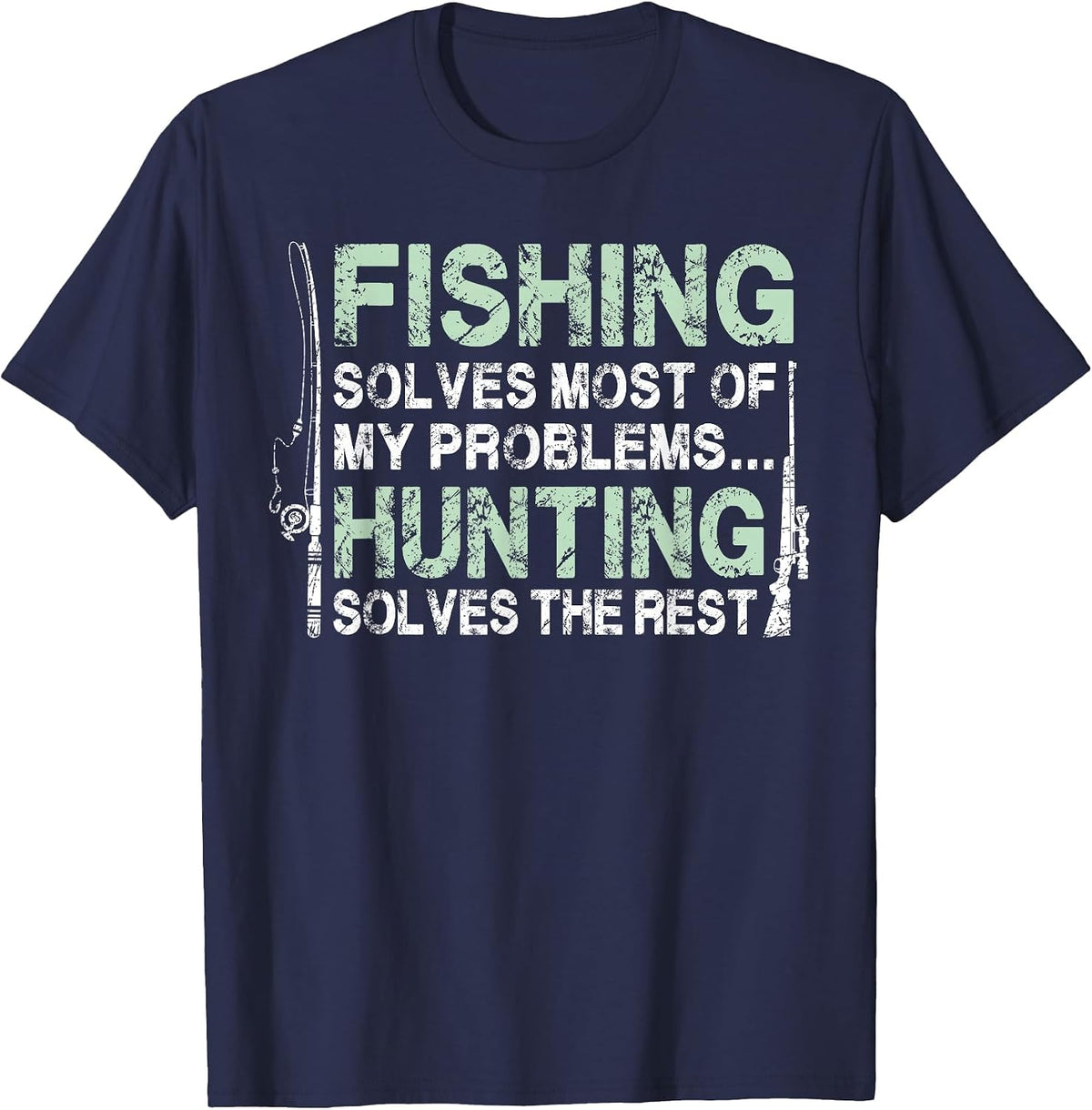 Funny Fishing Hunting Shirts for Men Hunters and Fishermen T-Shirt - Navy Blue