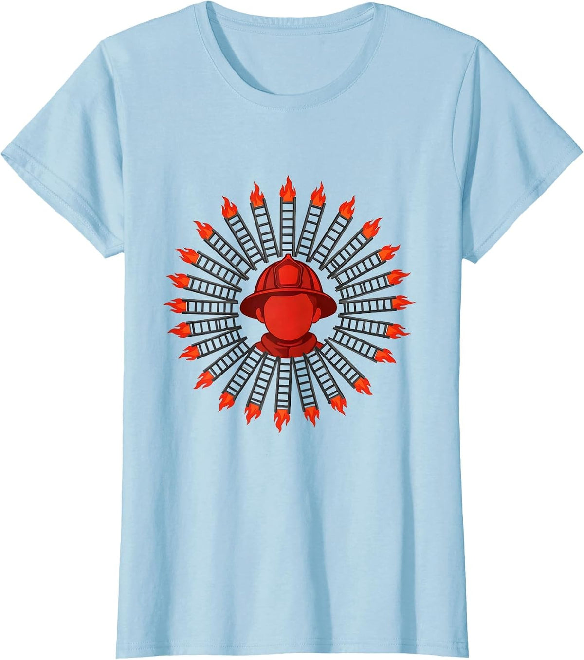 Child Firefighter Helmet Birthday Party Hat Minimalist T-Shirt - Baby Blue