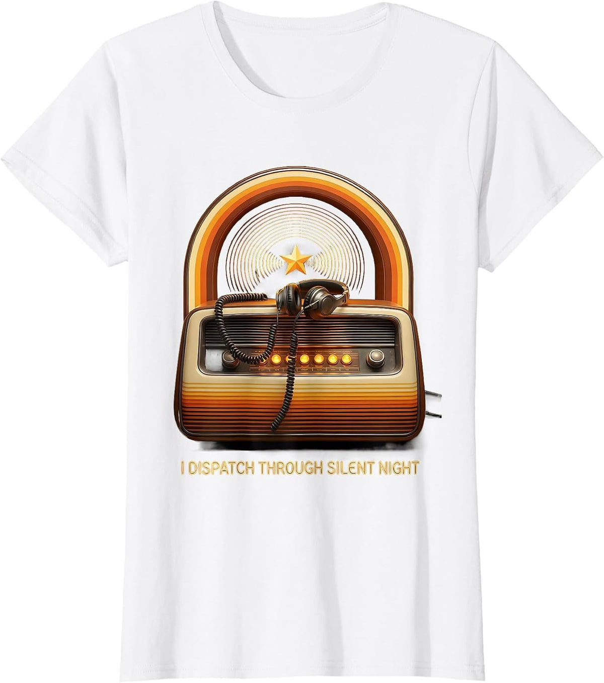 Women's I Dispatch Through Silent Night Retro 70s Funny 911 T-Shirt - White