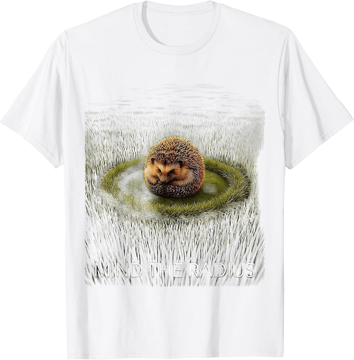 Men's Mind The Radius Cute Hedgehog Animal Lover Humor T-Shirt - White