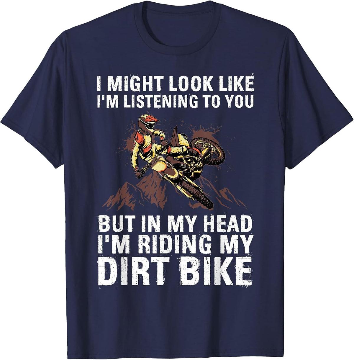 Best Dirt Bike Art for Men Women Motocross Dirt Bike Lover T-Shirt - Navy Blue