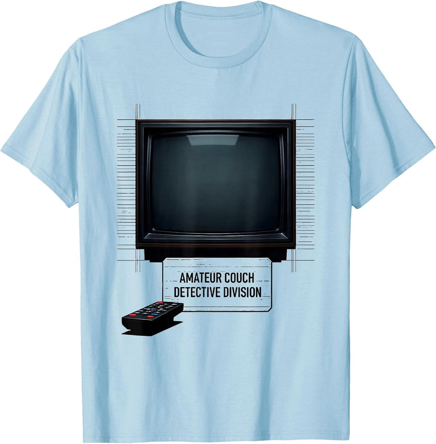 Men's Amateur Couch Detective Division Funny True Crime Fan Gift T-Shirt - Baby Blue