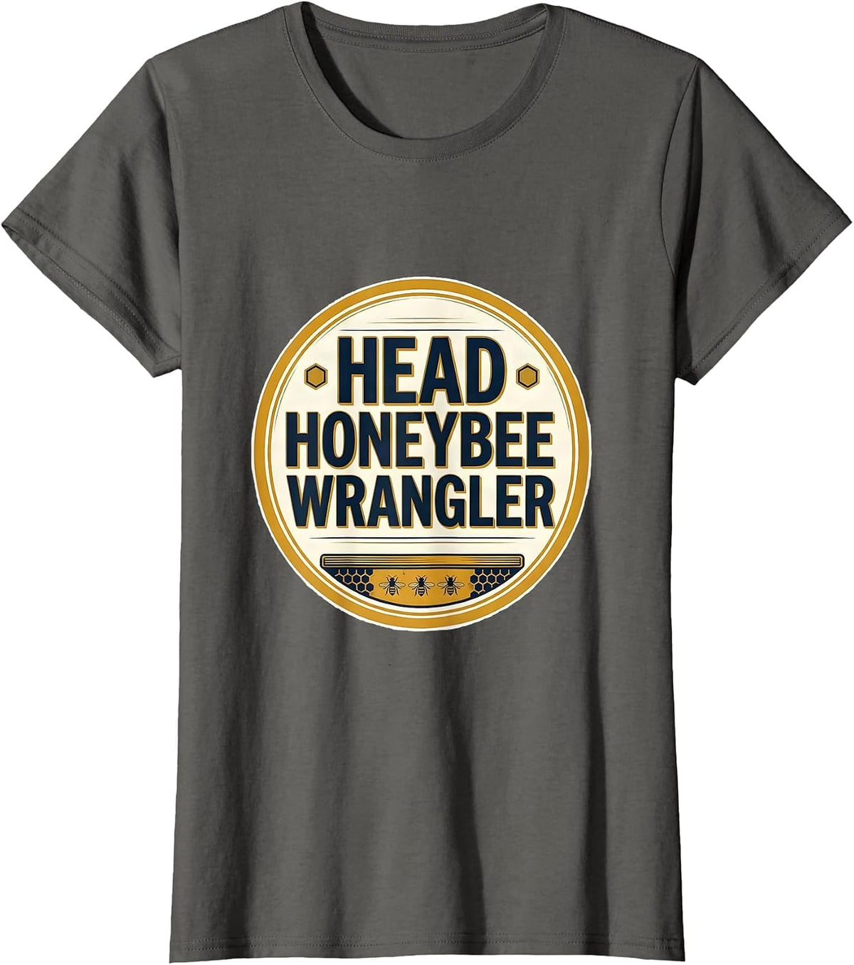 Women's Head Honeybee Wrangler Cute Teacher Bee Lover Back To School T-Shirt - Asphalt Grey