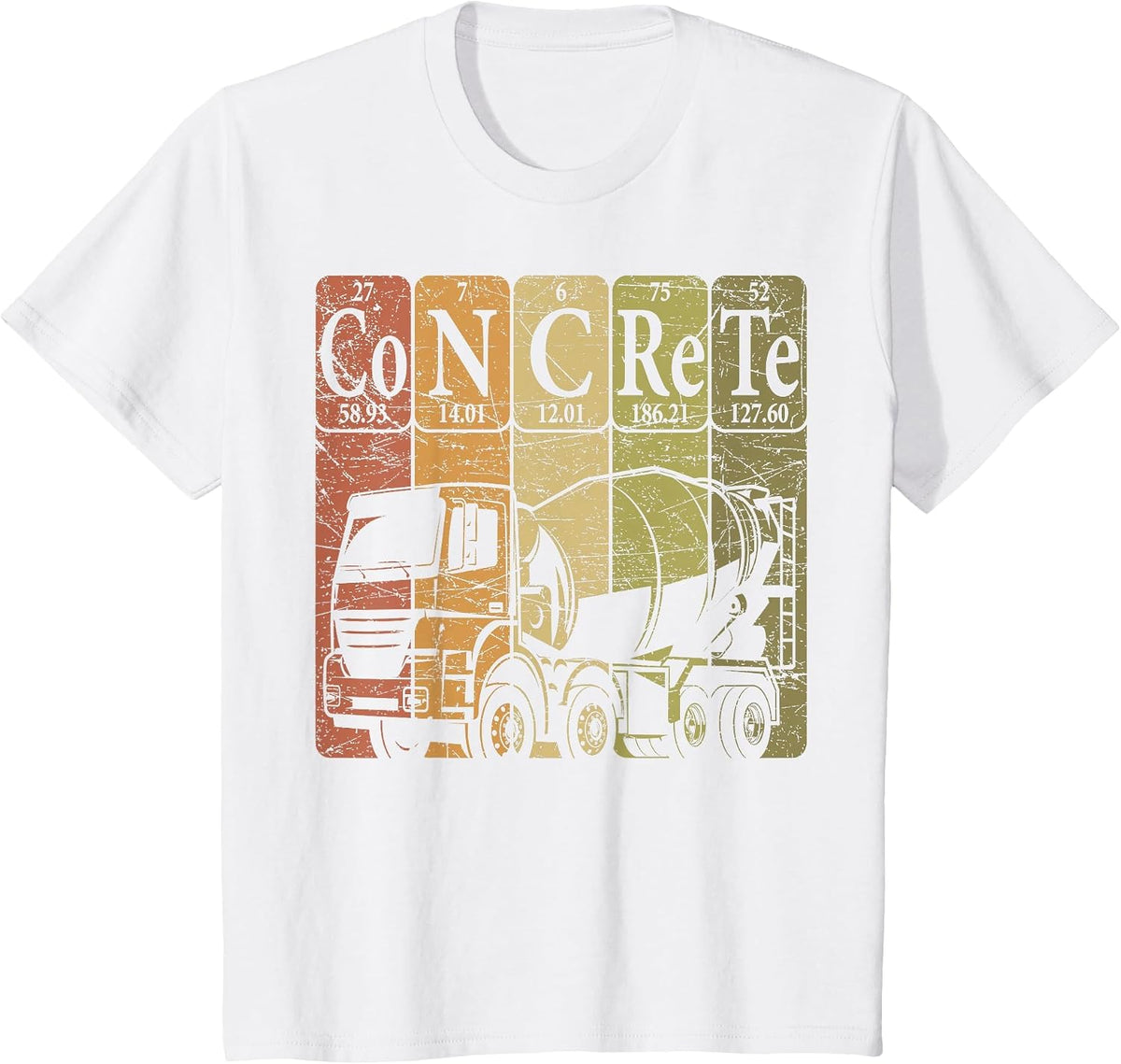 Concrete Periodic Table Elements Construction Worker Cement T-Shirt - White