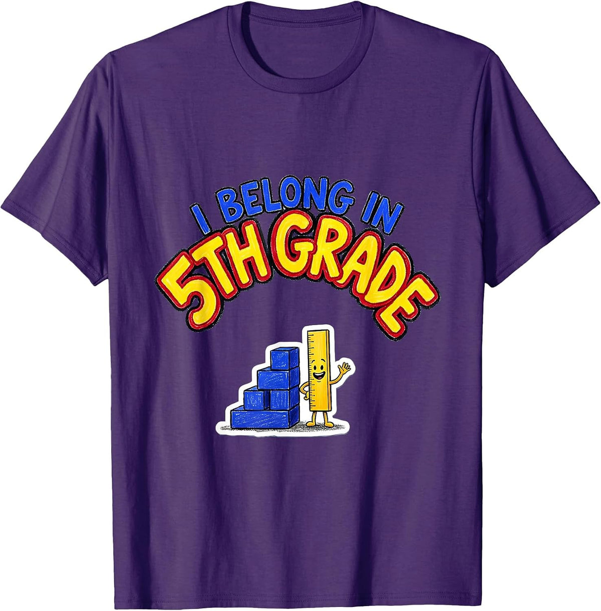I Belong In 5th Grade Funny Kids Back To School Grade Level T-Shirt - Purple
