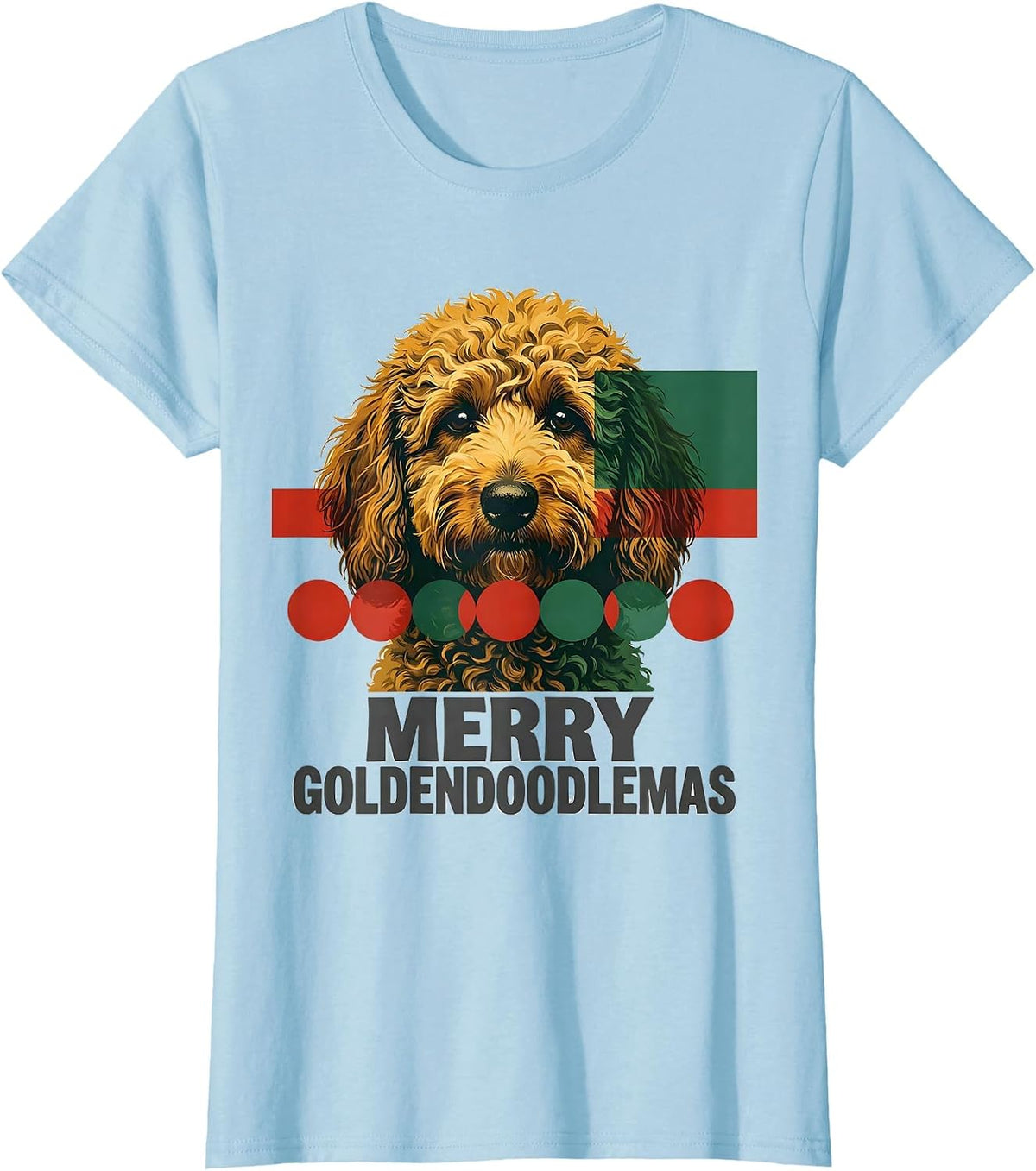 Merry Goldendoodlemas Funny Christmas Dog Breed Lover Gift T-Shirt - Baby Blue