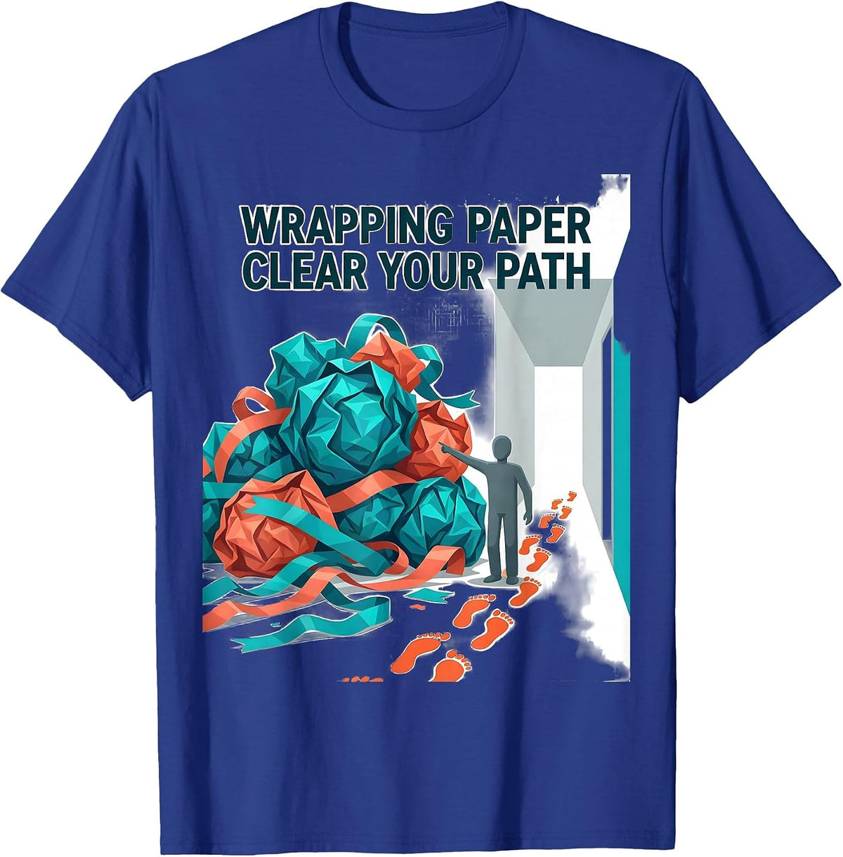 Men's Wrapping Paper Clear Your Path Funny Physical Therapist PT T-Shirt - Royal Blue