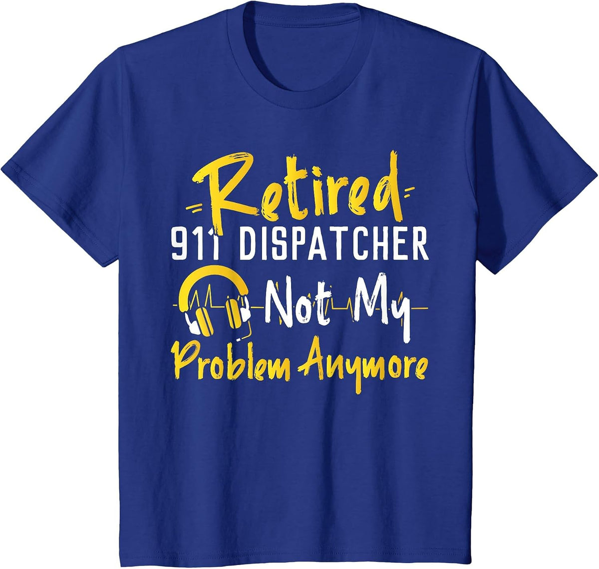 911 Dispatcher Thin Gold Yellow Line Retirement Retired 911 T-Shirt - Royal Blue
